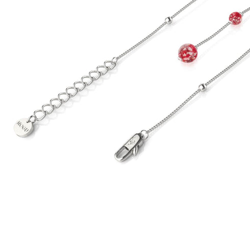 Purpurrot | Silber | Firefly Glas Kaskaden Doppelanhänger